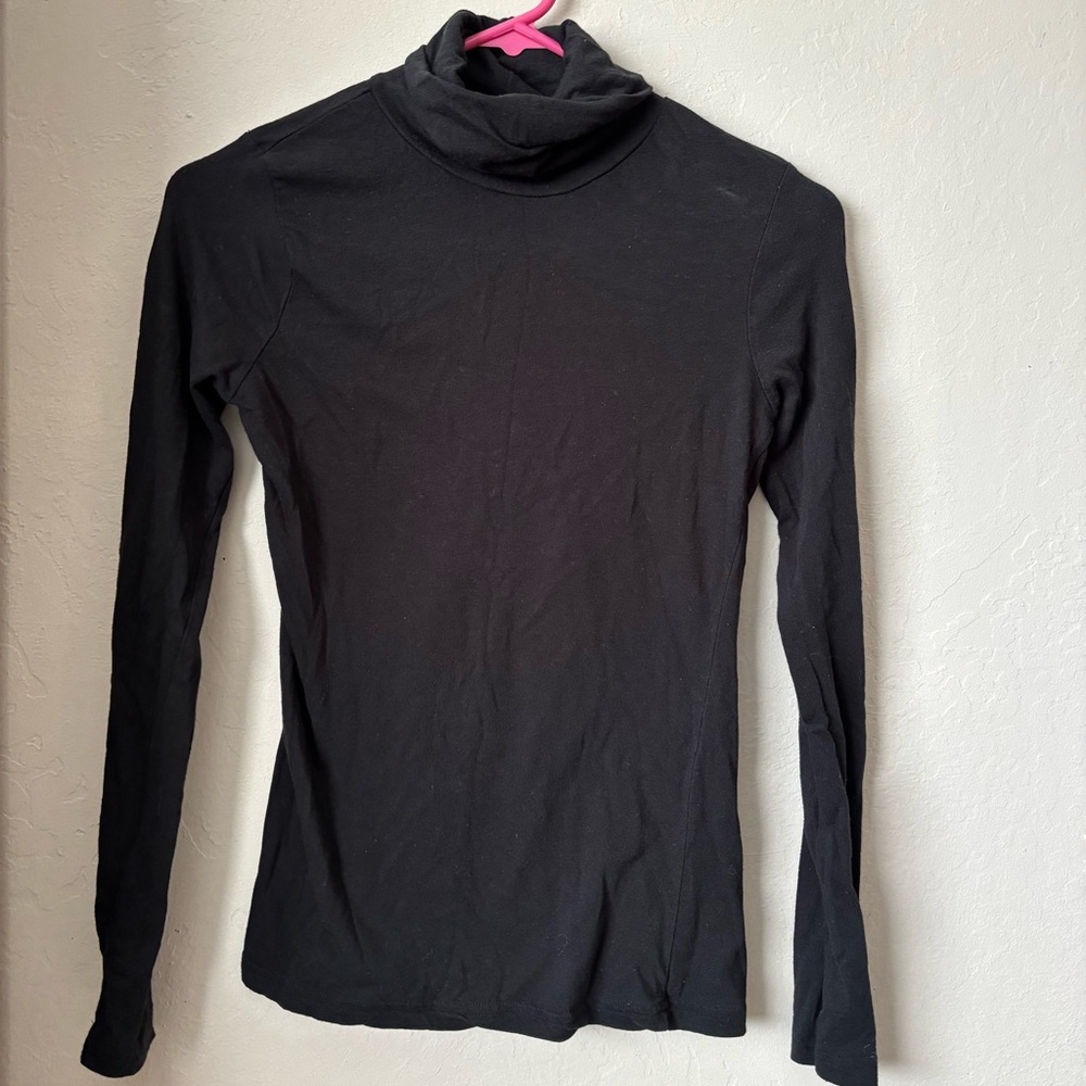 Black Turtleneck Long Sleeve Top